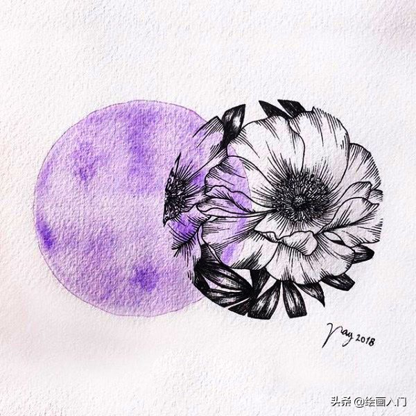 夏日海洋水彩画,夏日水彩颜料画简单风景画