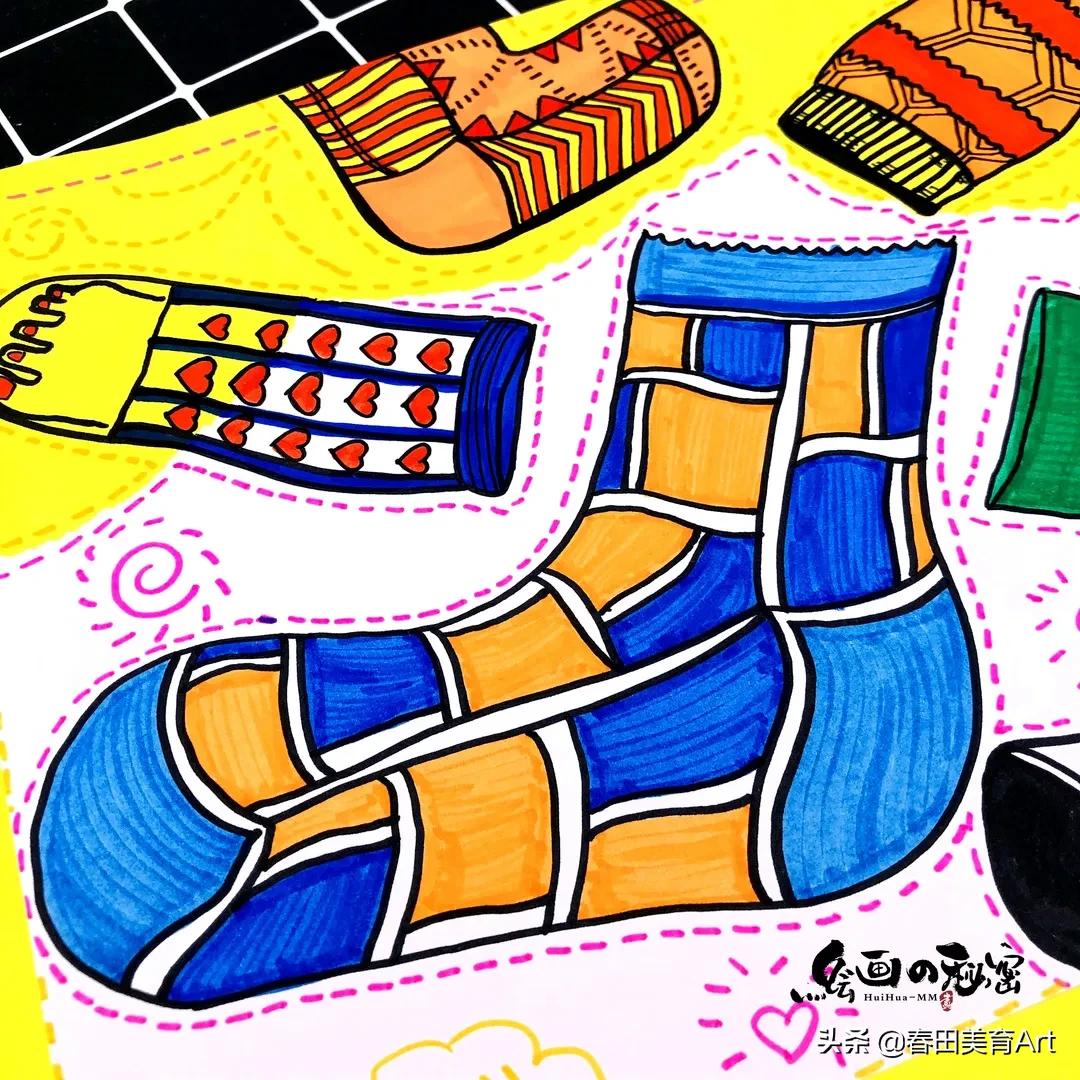 创意美术5-6岁课程袜子,少儿创意美术袜子