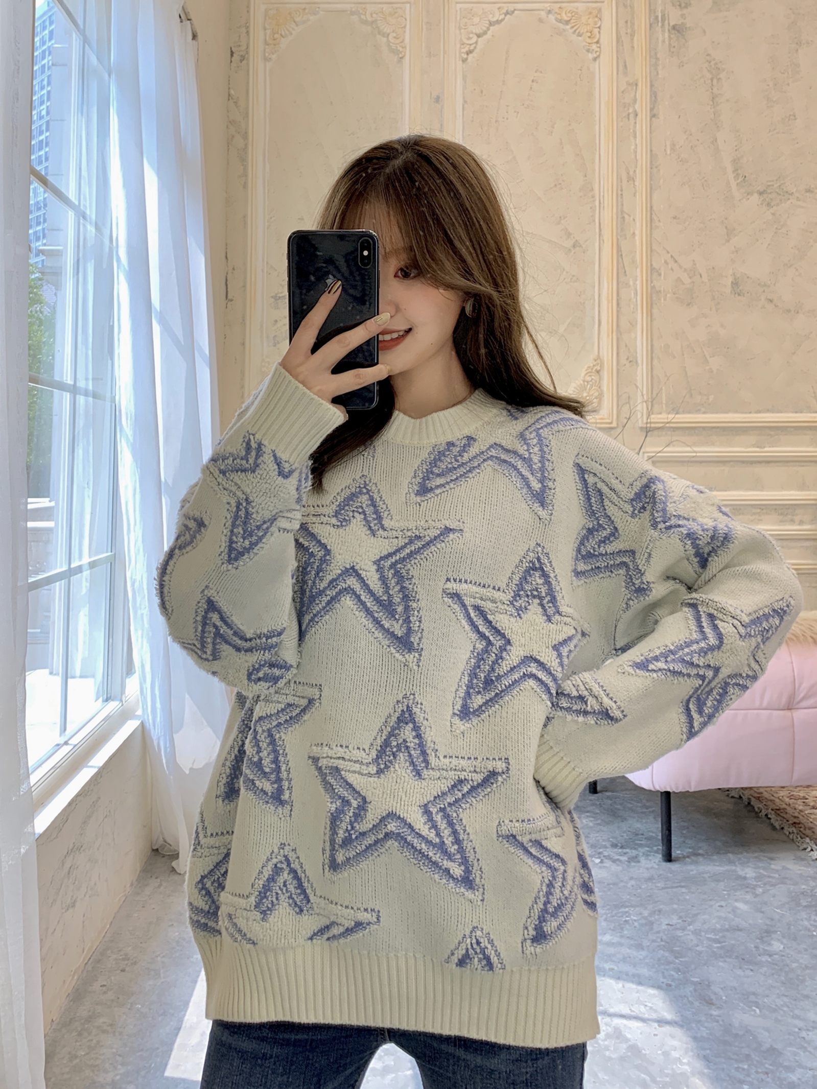 可爱慵懒毛衣穿搭,可爱慵懒毛衣中长