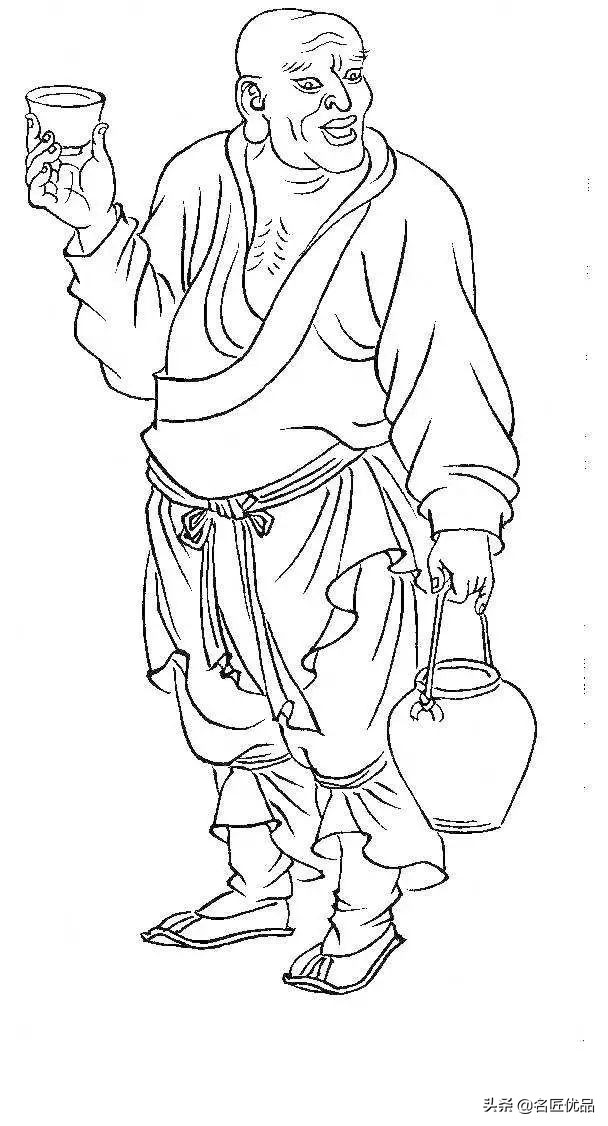 降龙罗汉白描图高清图片,降龙伏虎罗汉图白描