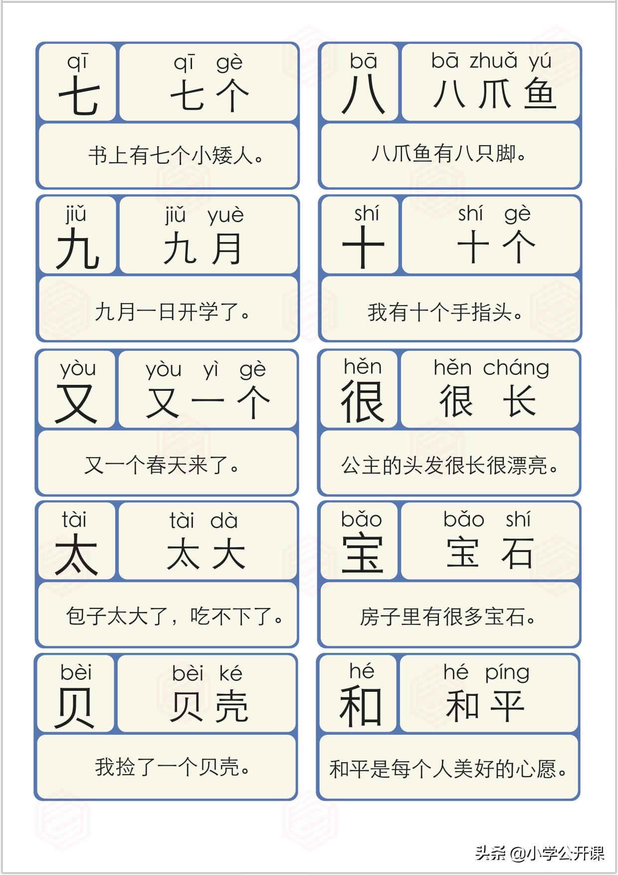 幼儿识字卡1000个常用汉字,少儿识字组词卡