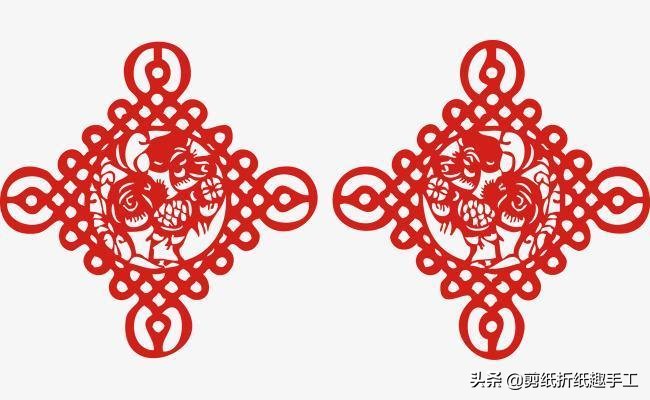 如意结剪纸边框步骤图,剪纸中国结如意结图片大全