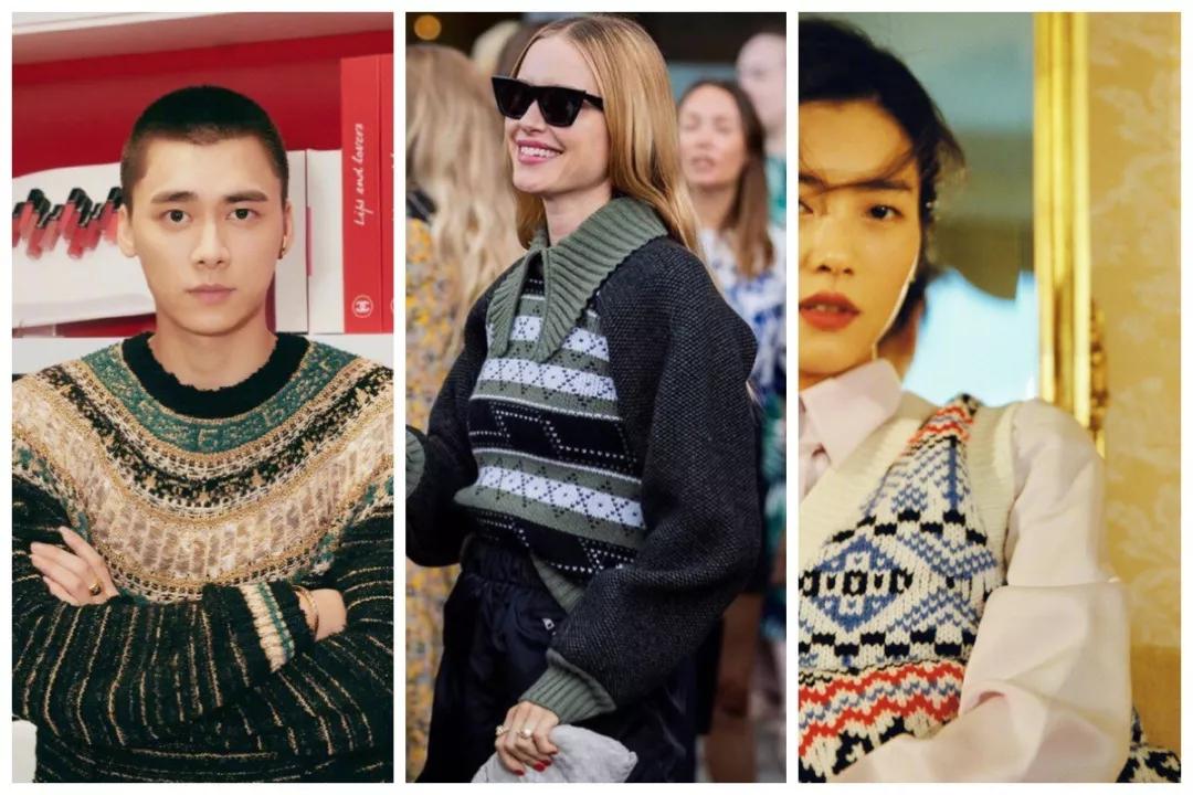 刘雯拉链毛衣哪个牌子好看,刘雯穿的熊图案毛衣