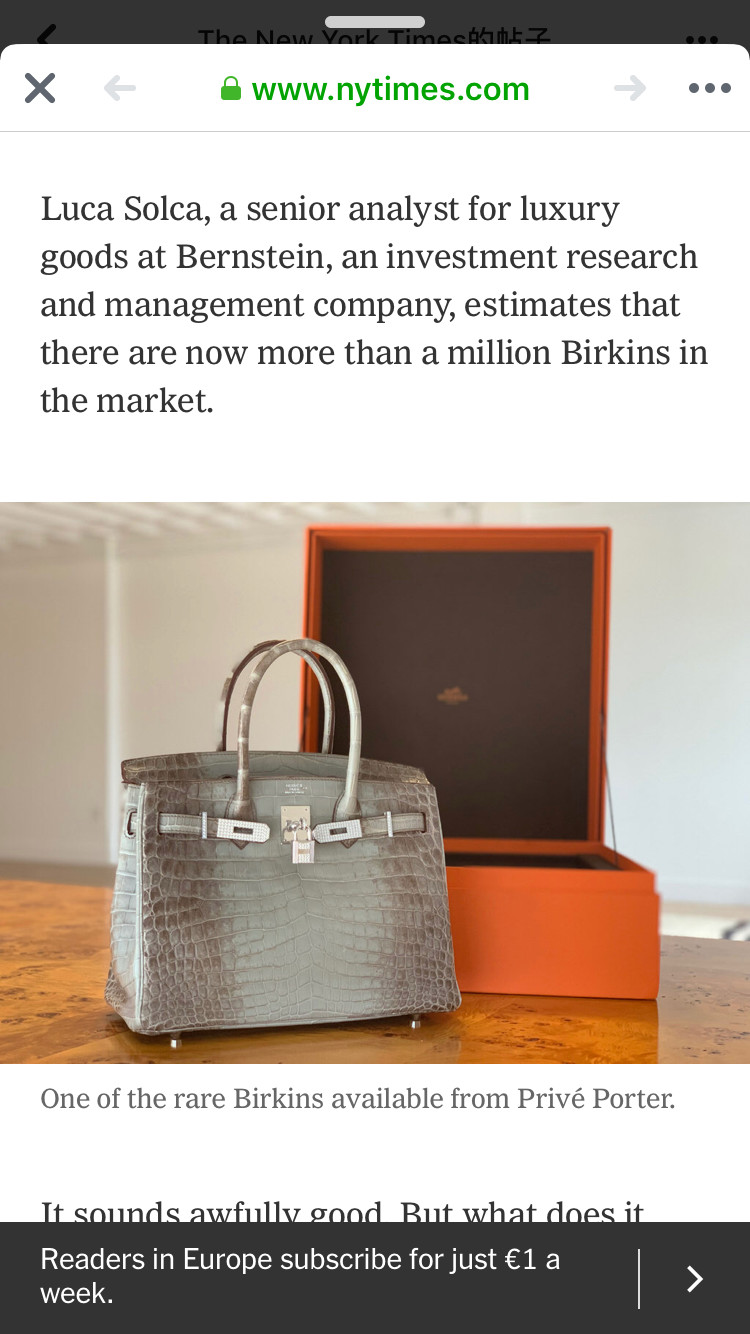 NewYorkTimesl二手市场给Hermes带来的风险