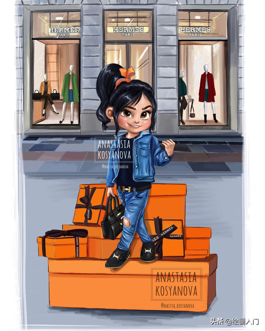 迪士尼复古插画,当迪士尼公主遇上复古画报风