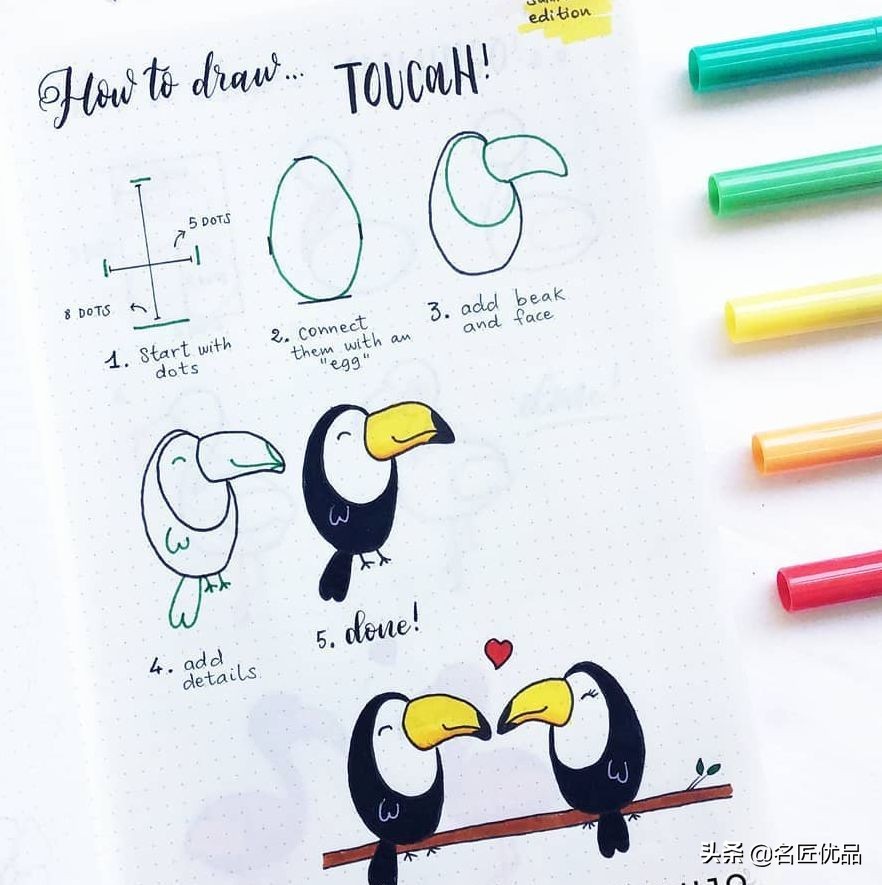 手帐简笔画可爱图案简单动物,手帐边框图案简笔画动物