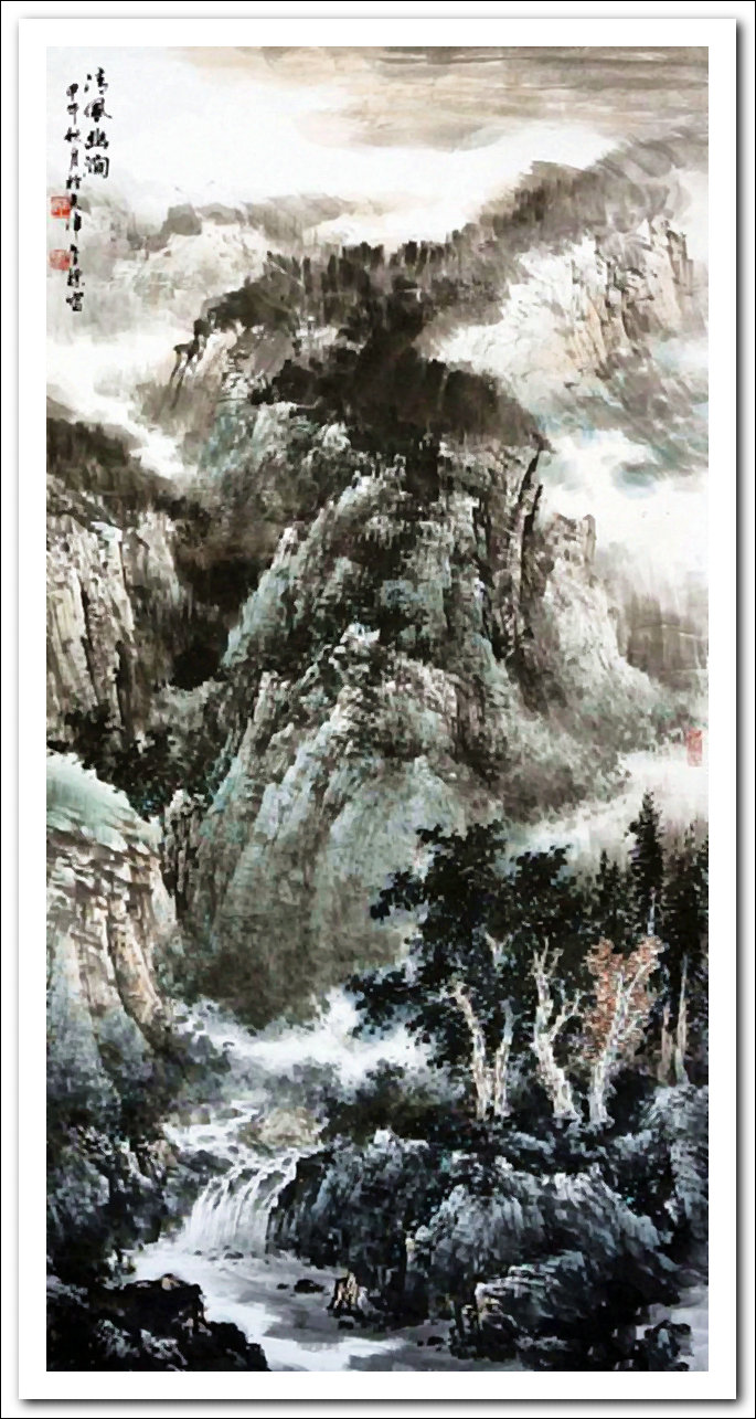 溪山山水画作品,郭金标高清山水画