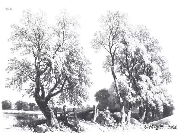 高清素描临摹风景图入门,素描画画教程7-12岁风景图