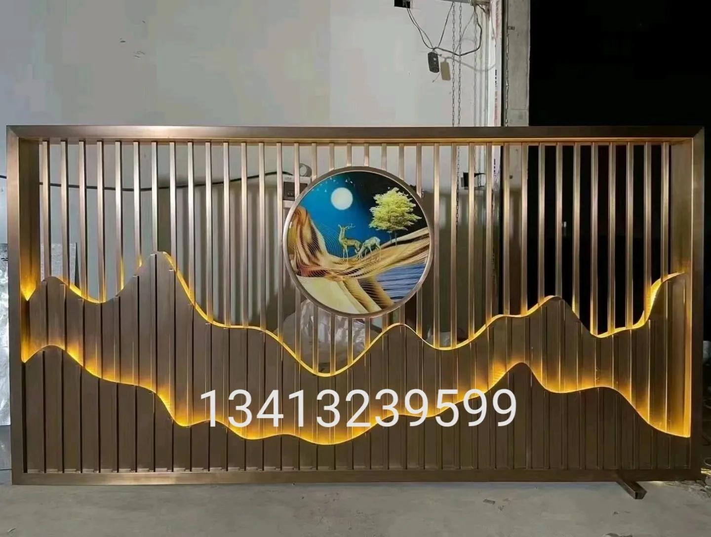 不锈钢屏风制作,不锈钢屏风隔断现代轻奢