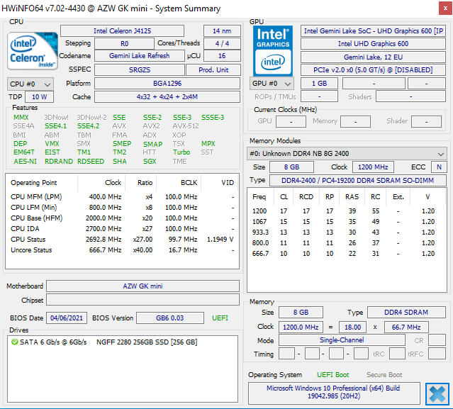 零刻（Beelink）GKmini评测：Intel赛扬J4125miniPC测评
