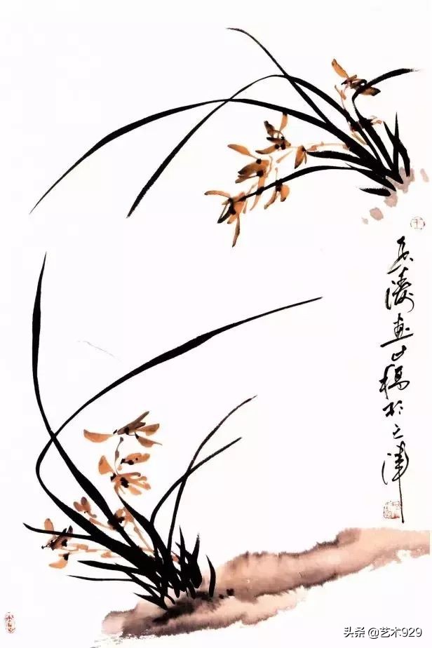 国画兰花画法免费技法教程,国画兰花绘画图