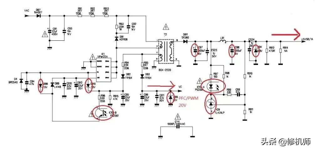 液晶电视单独电源板维修强制开机,新型液晶彩电电源板维修精讲