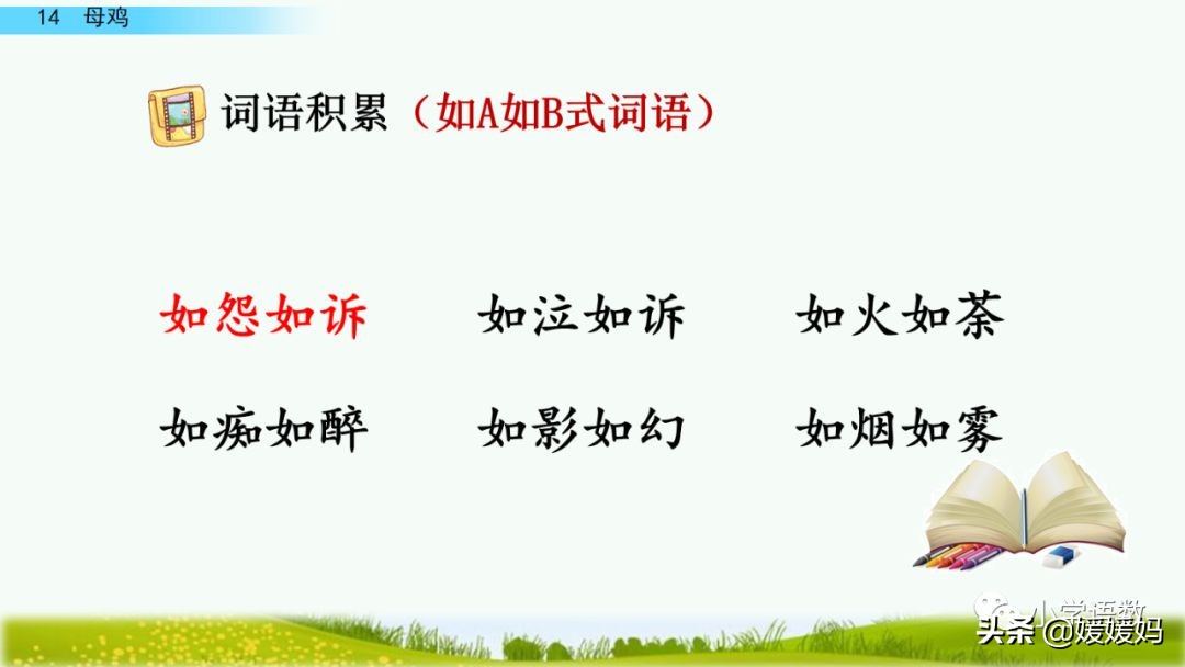 四年级下册第13课小练笔仿写母鸡,四年级下册14课母鸡的预习完整版