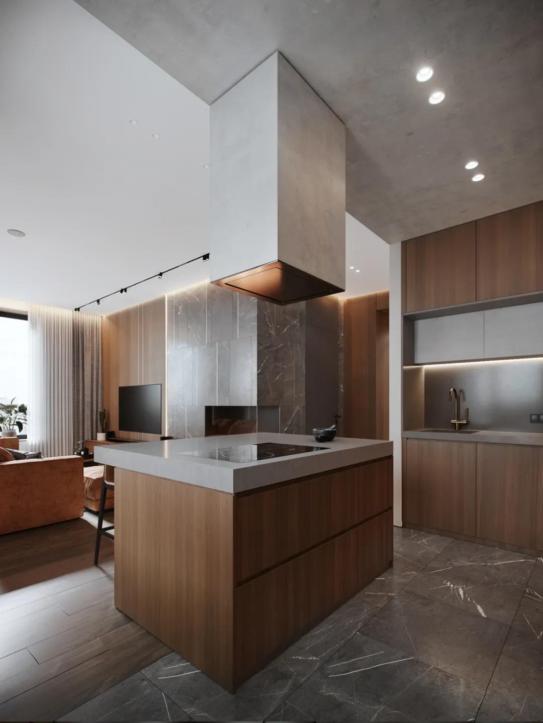 胡桃木家具体现的美,胡桃木与大理石的结合