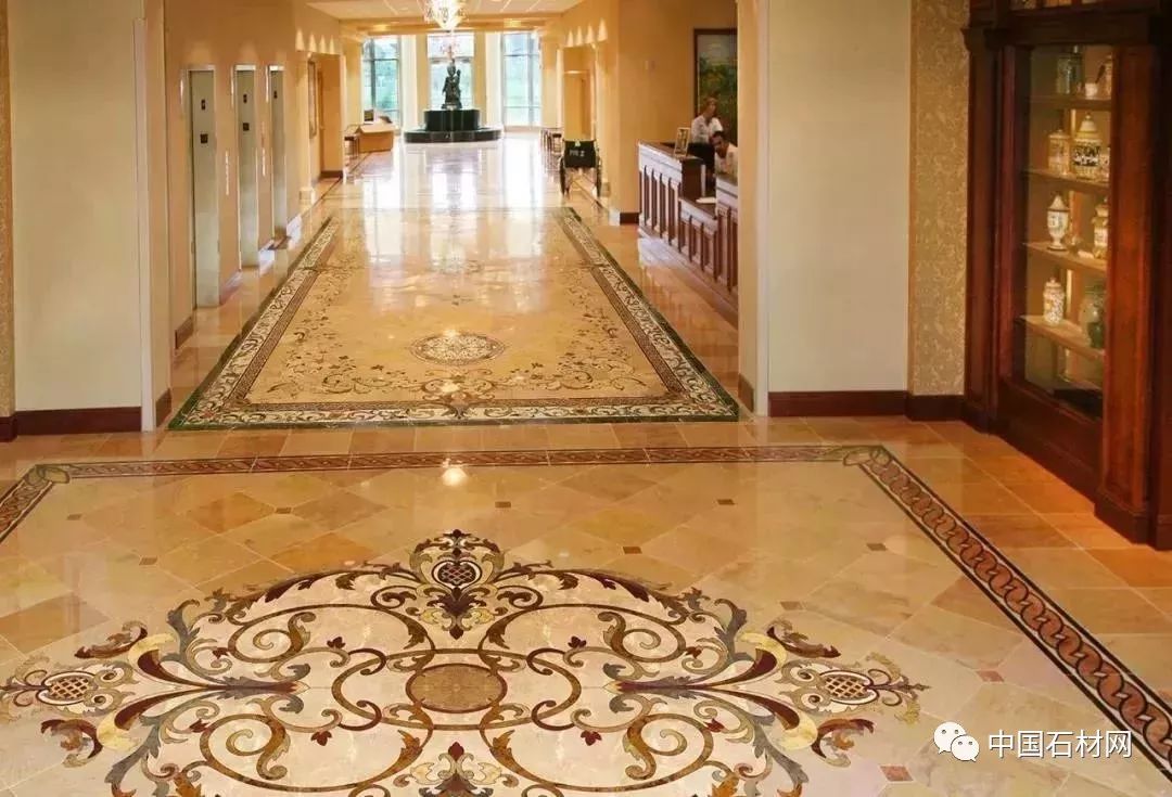 石材水刀加工方法,地面玄关石材水刀拼花效果图