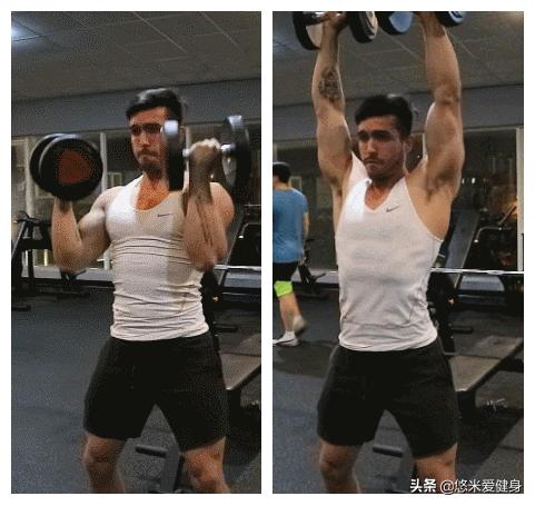 肩部圆肩训练动作哑铃,锻炼肩膀三角肌的哑铃训练动作