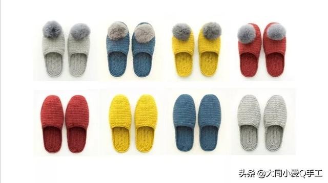 拖鞋纯手工编织幸福一家人教程,钩针毛线拖鞋棉鞋编织教程全过程