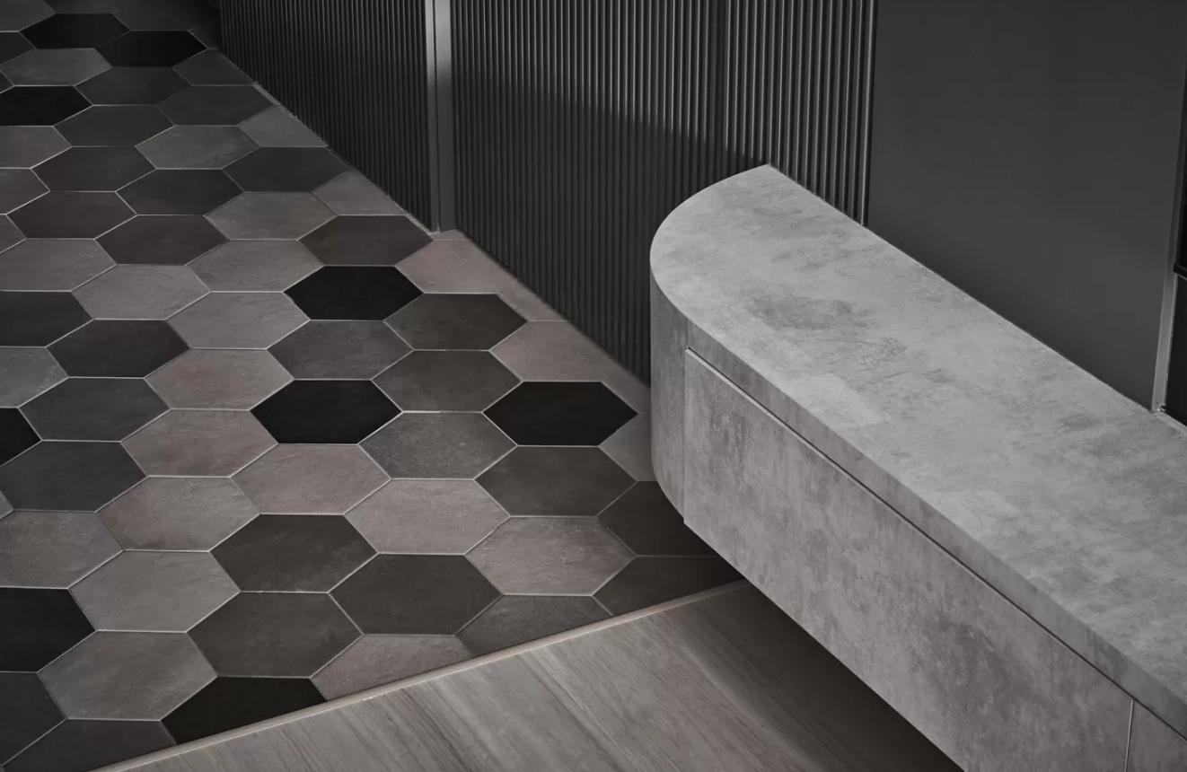 两种纯色六角砖效果图,无缝地砖叫什么砖好看点