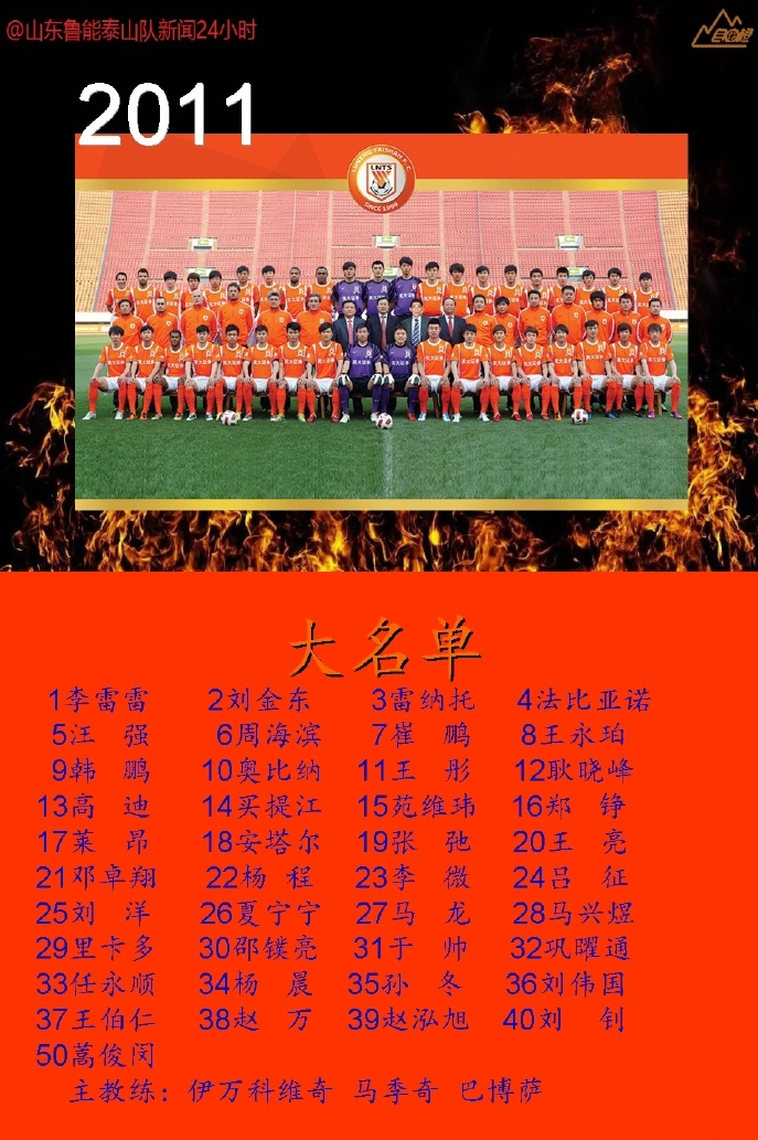 鲁能泰山全家福2014,山东鲁能2018全家福