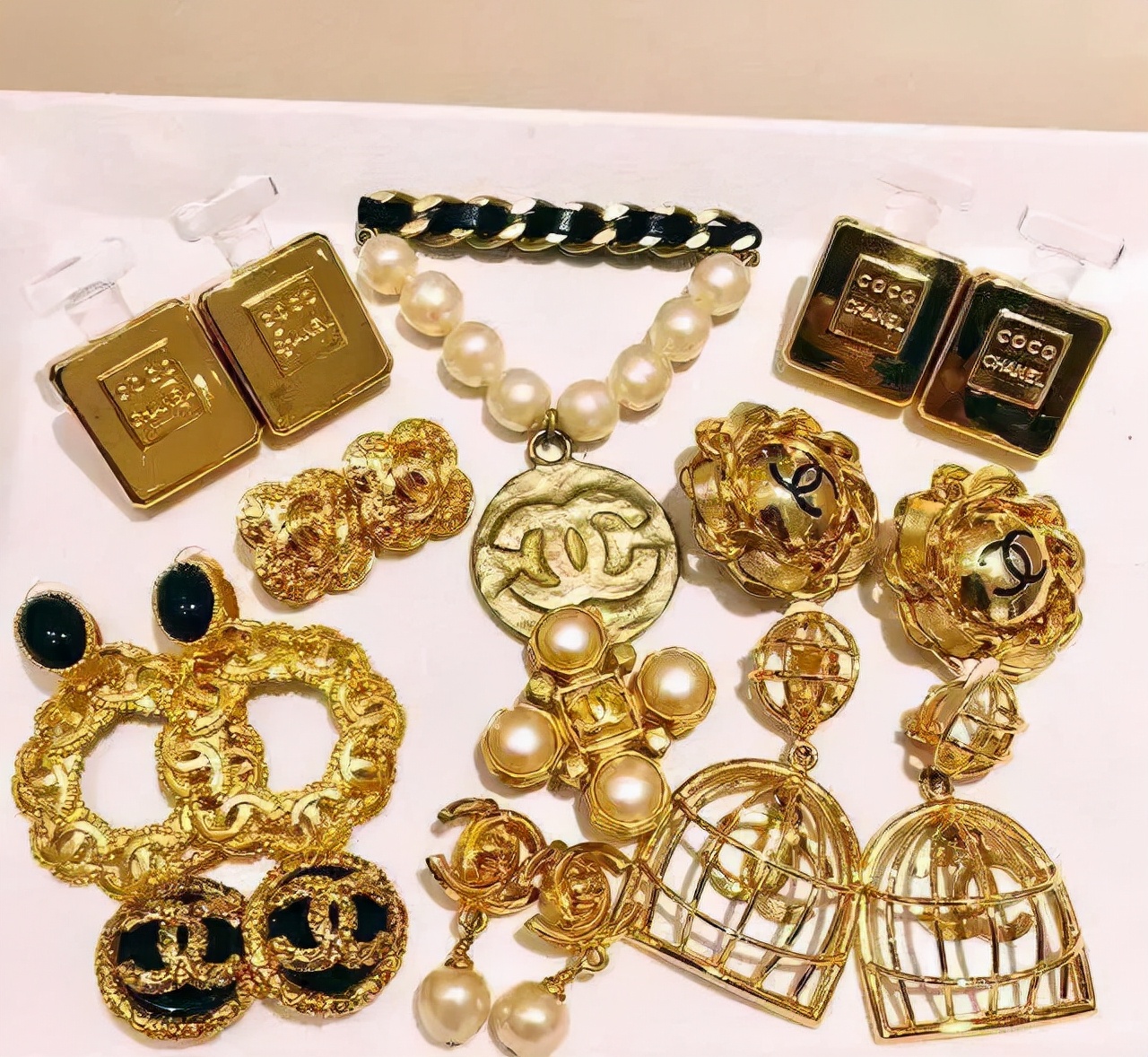 VintageChanel中古琉璃饰品,中古香奈儿双c项链