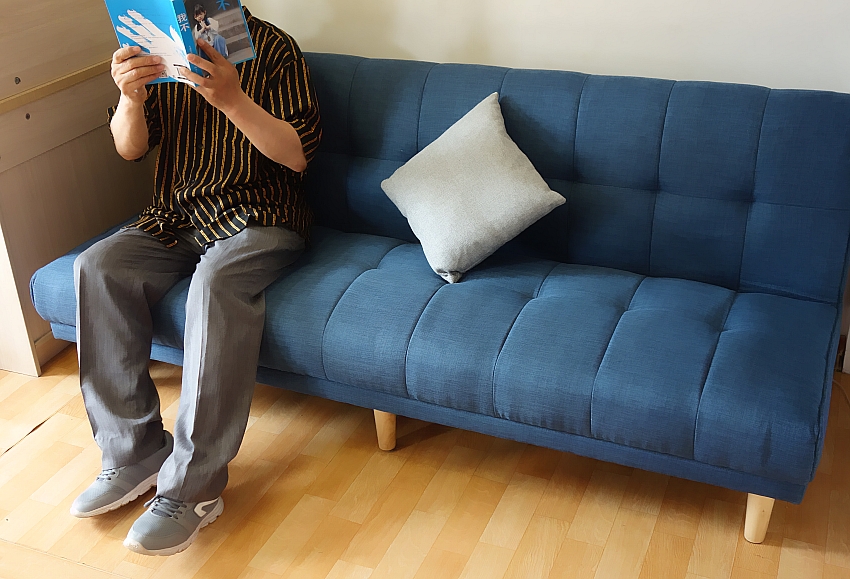 小户型布艺棉麻沙发床,新中式实木布艺沙发床