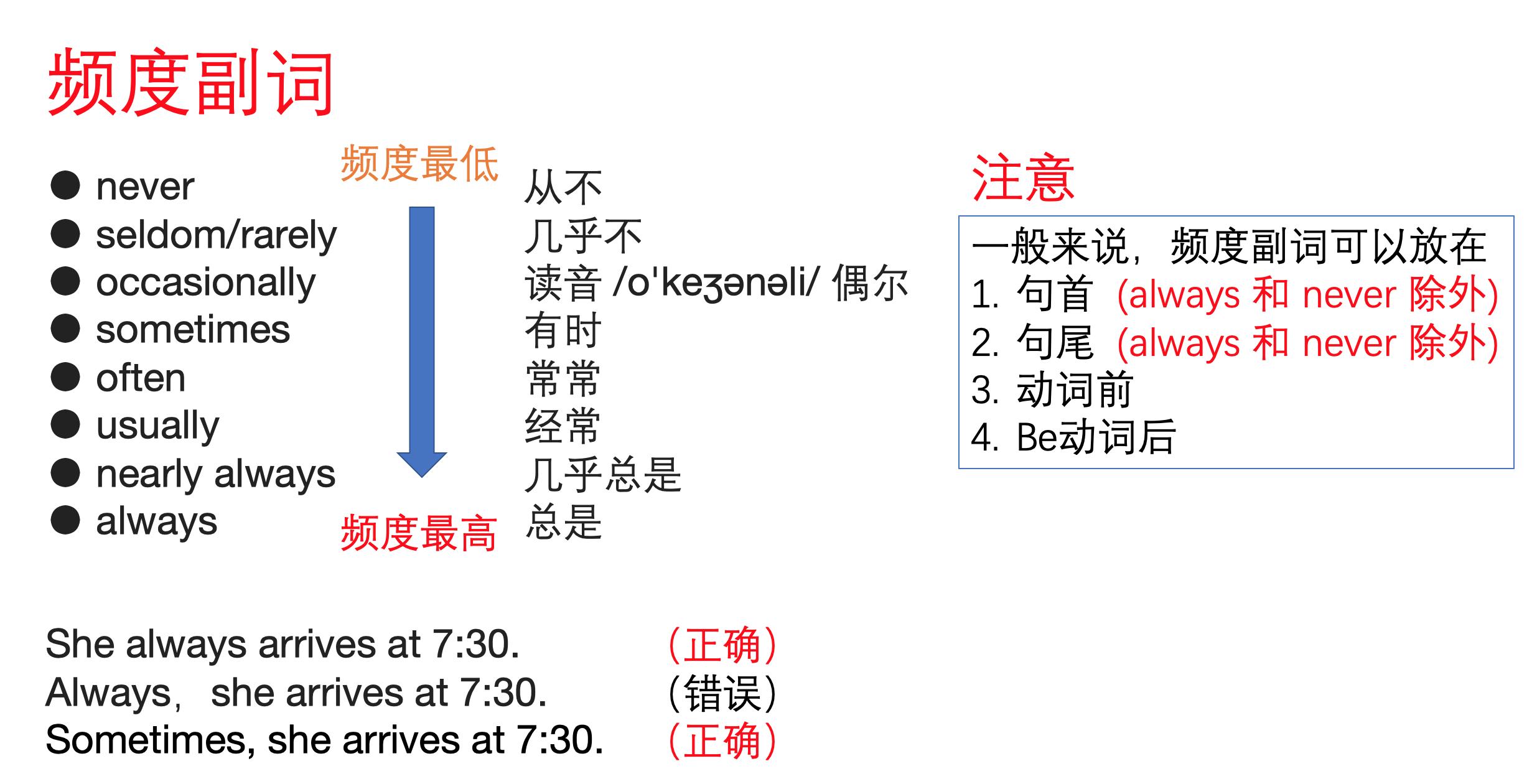 频度副词从never到always,频度副词总结表格