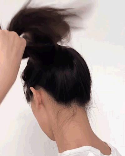 iu发型图片中短发,慵懒韩式低马尾丸子头iu