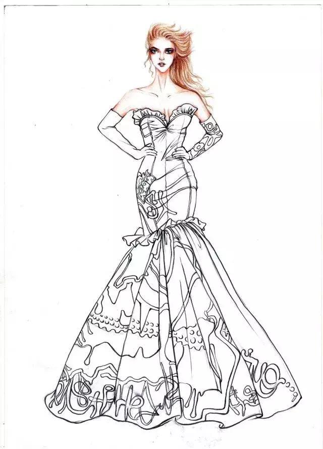 服装线稿模特矢量图,服装线稿图片大全女装