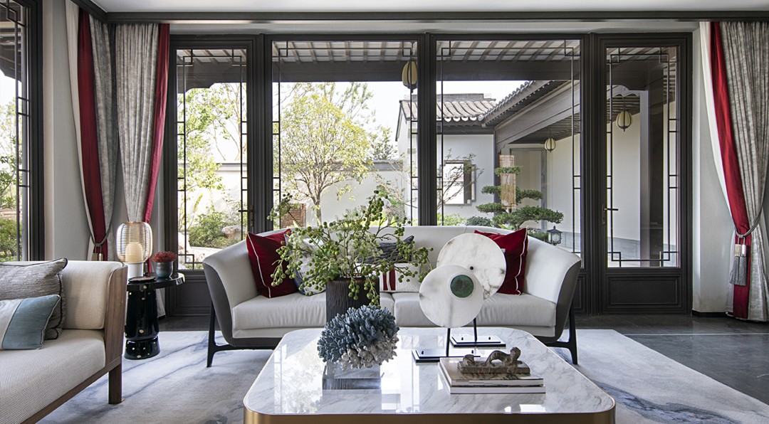 中国风别墅庭院有地下室,带院子的中国风禅意建筑