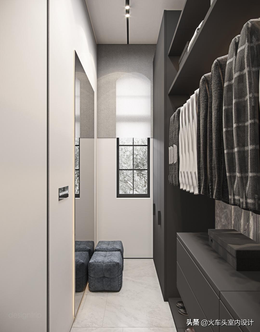 走入式衣帽间设计效果图轻奢风,轻奢简约大气衣帽间