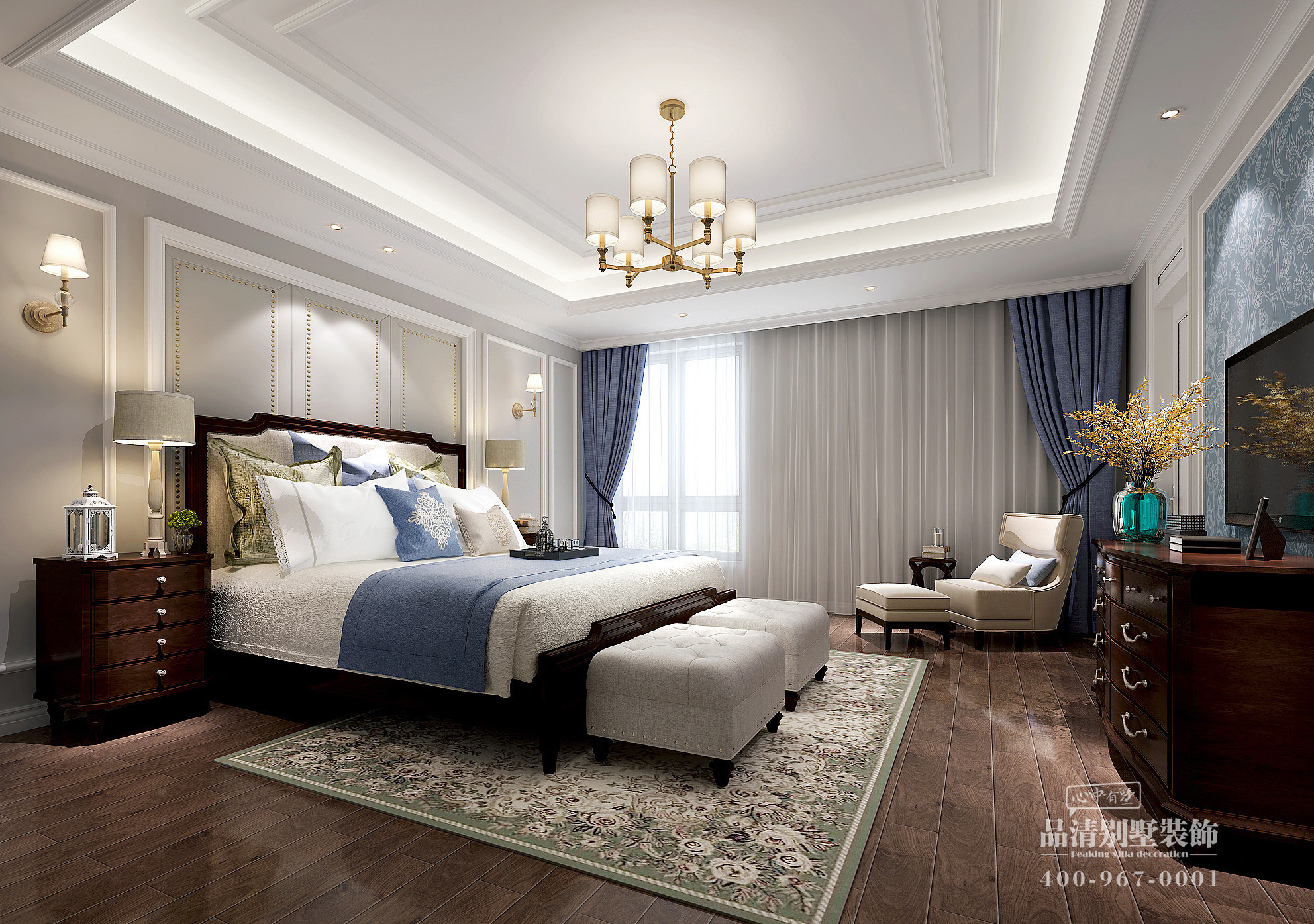 常州500平叠拼别墅装修效果图,常州美式风格装修效果图实景案例