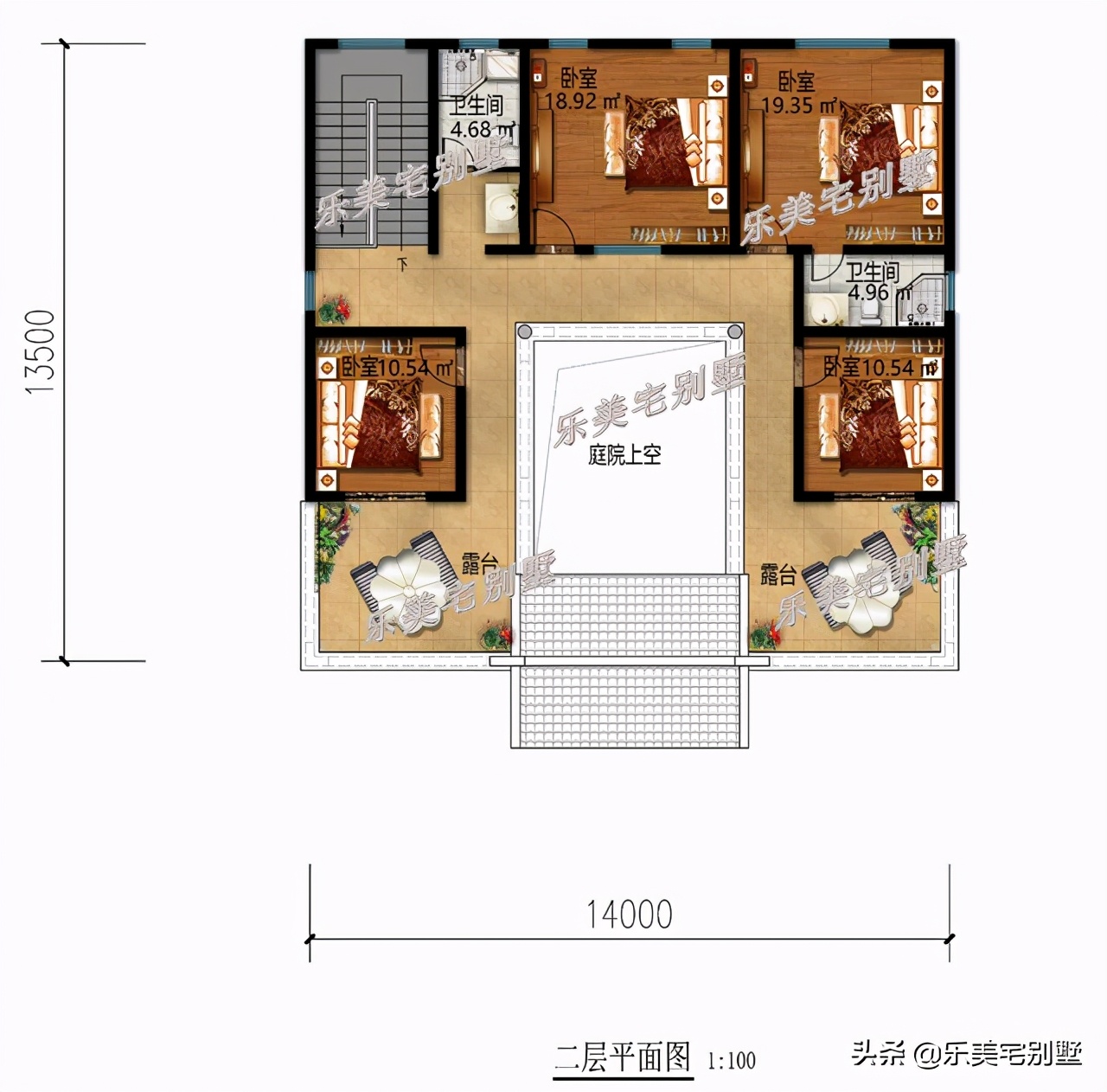 农村二层四合院自建房图纸,新中式二层四合院
