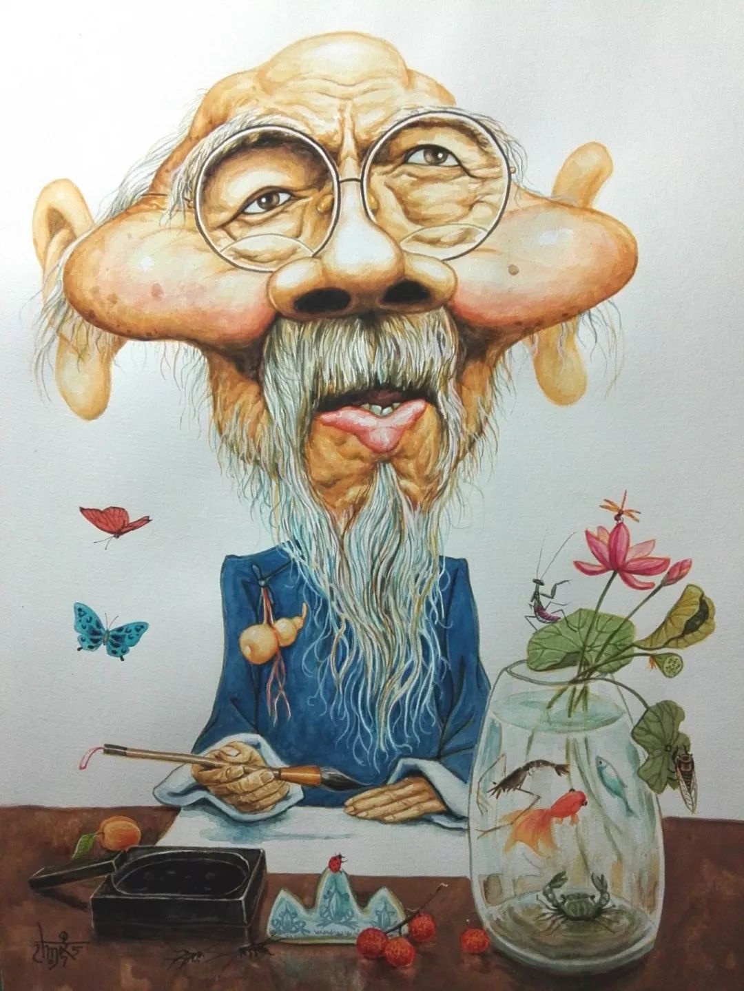 子鼠国画作品欣赏,金鼠迎春绘画图片