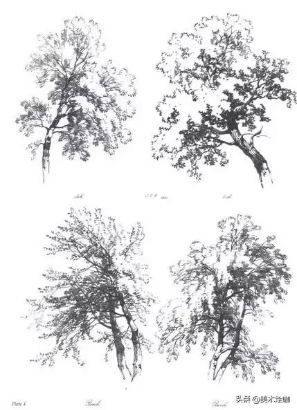 素描风景临摹高清大图简单范本,有山有水有倒影的素描风景图