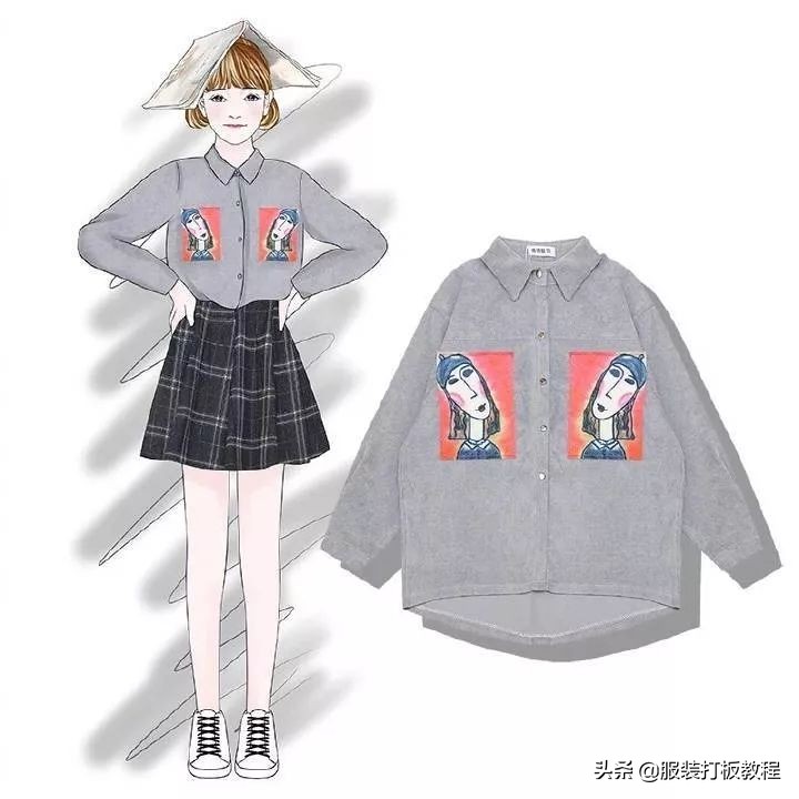 时尚穿搭手绘服装设计,纯手绘服装搭配设计稿