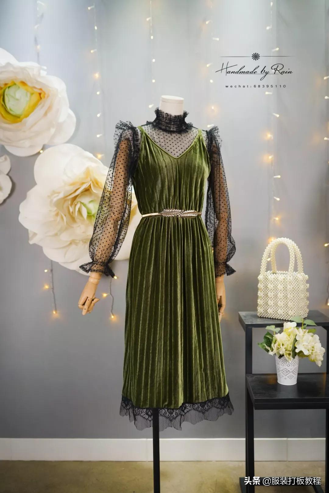 蕾丝半高领网纱打底衫制作,蕾丝高领拼接打底衫制作教程