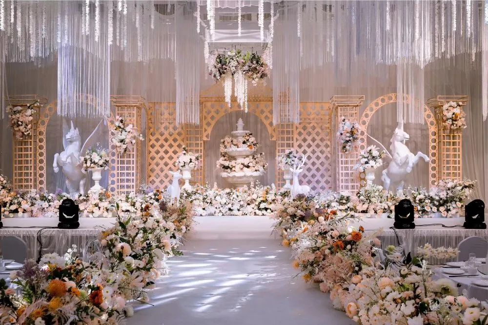 香槟金法式婚礼,香槟金韩式简约婚礼