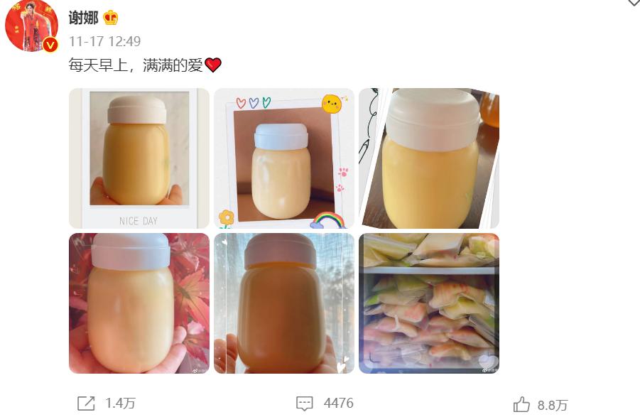 谢娜高级“炫富”：晒出满满当当的一冰箱母乳，疑似为复出做准备