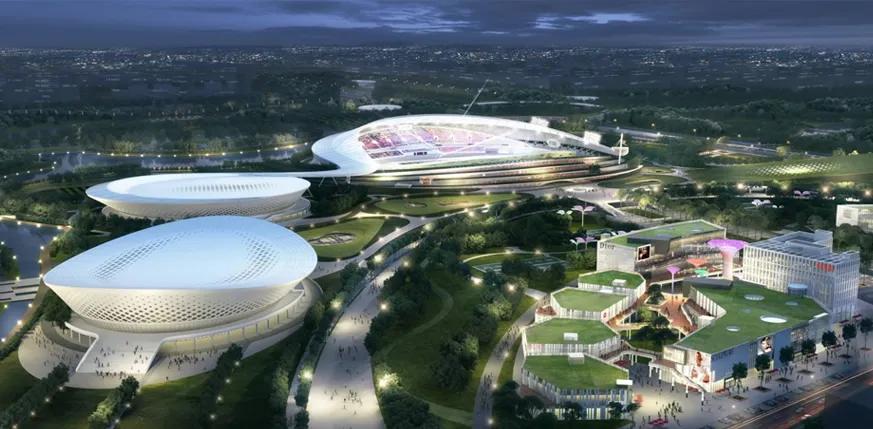 超大型体育中心效果图,宏伟壮观大型体育场
