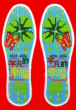 绣双鞋垫送姐妹,绣花鞋垫儿女款