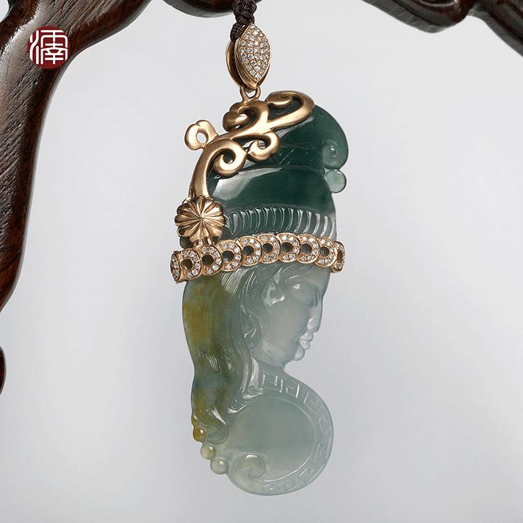 翡翠巧雕镂空,翡翠边角料巧雕图案