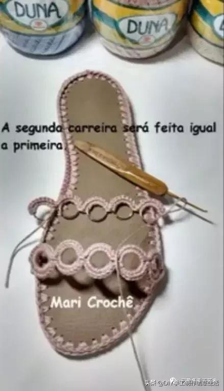 旧鞋底改造钩针鞋教程,手工钩鞋教程春夏季椰子鞋