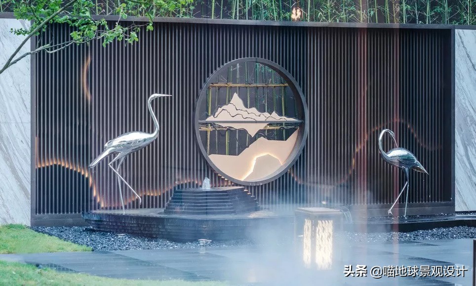 景墙圆形造型价格,简洁欧式庭院景观墙设计