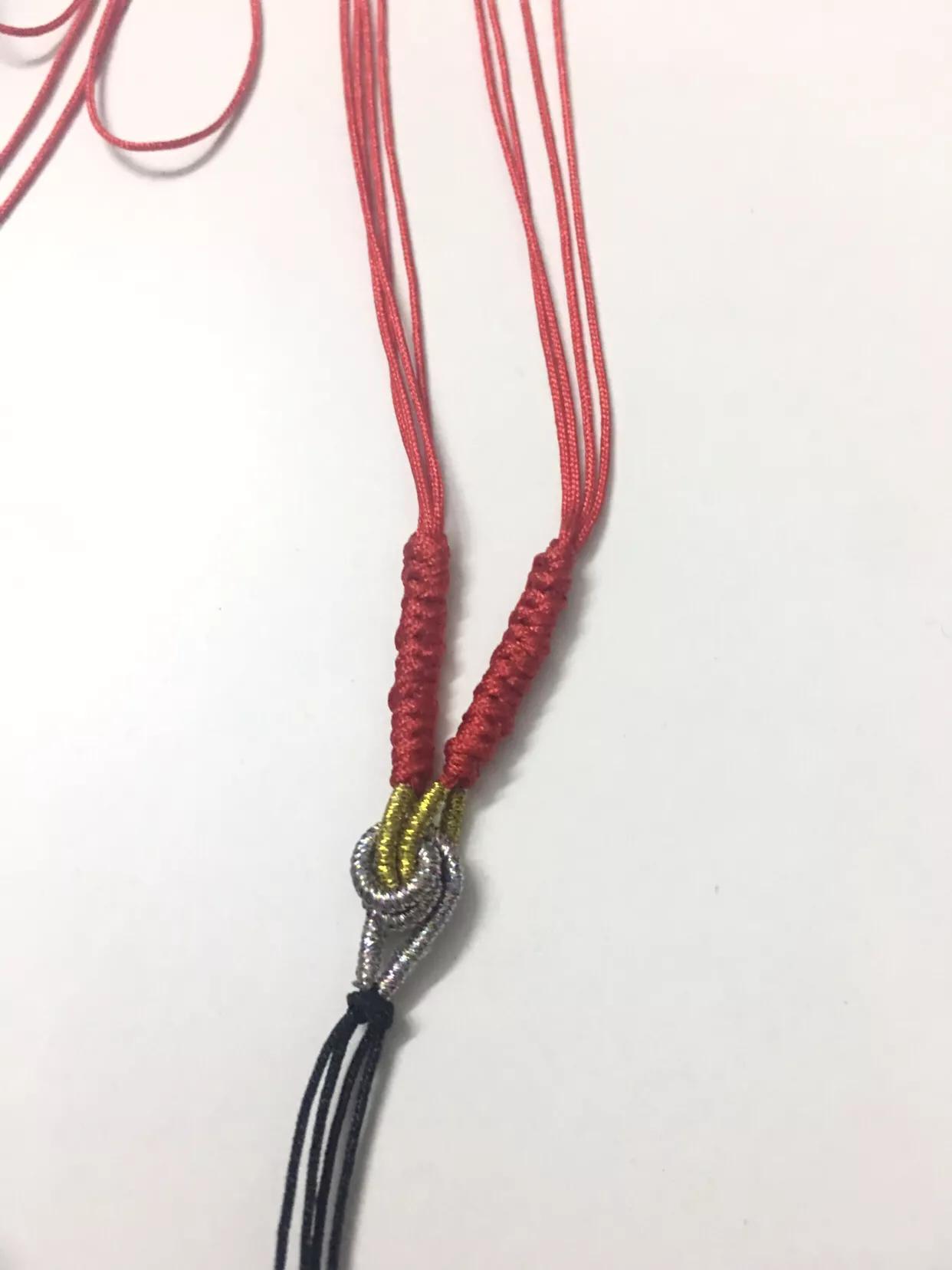 红绳四股编织貔貅,貔貅项链穿四根绳