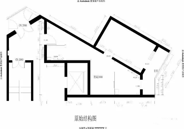 70平2室一厅奇葩户型,56平方两房一厅装修正方形户型