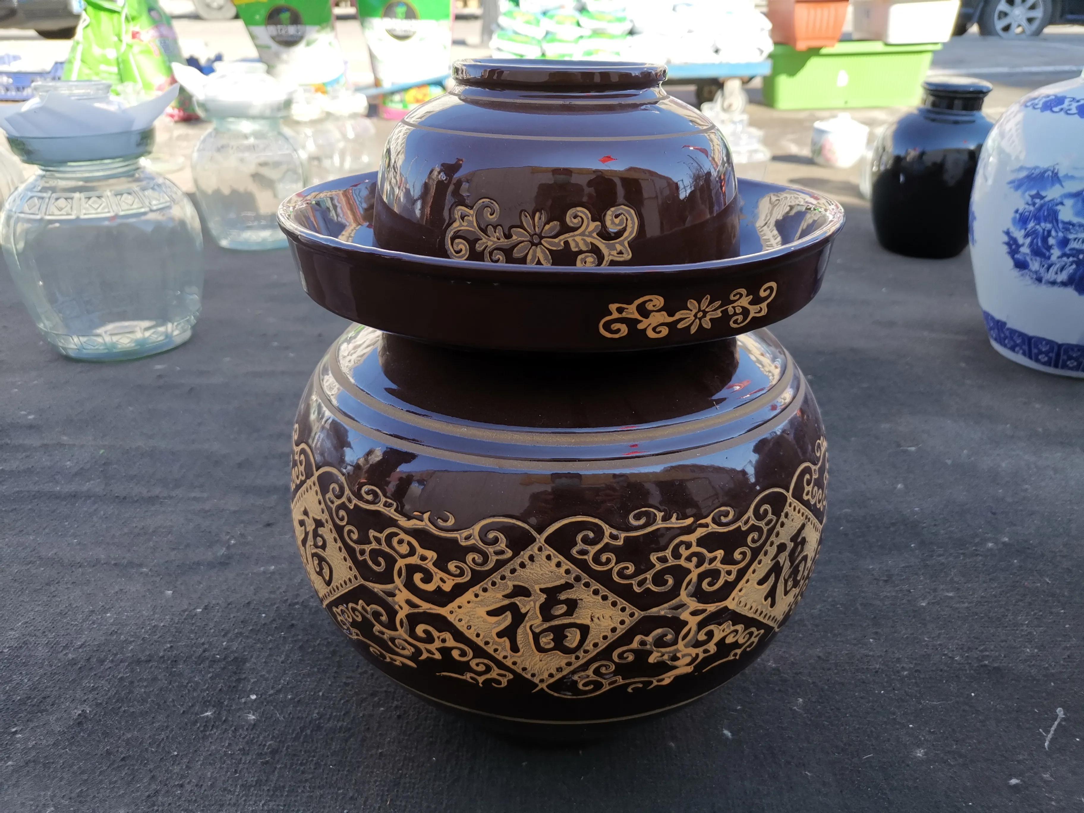 玻璃泡菜坛腌酸菜,泡菜缸里泡老坛酸菜