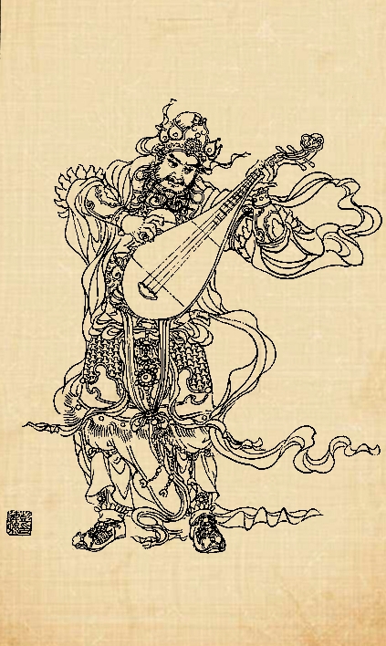 白描四大护法天王图片,百子图白描图谱