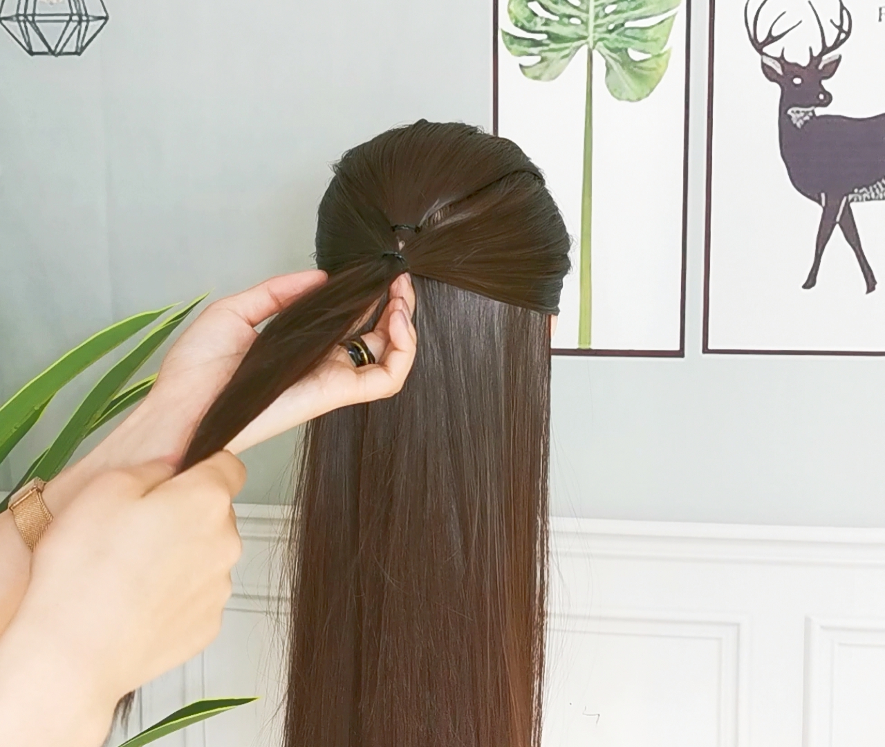 简单编发中短发旗袍,旗袍裙小童编发