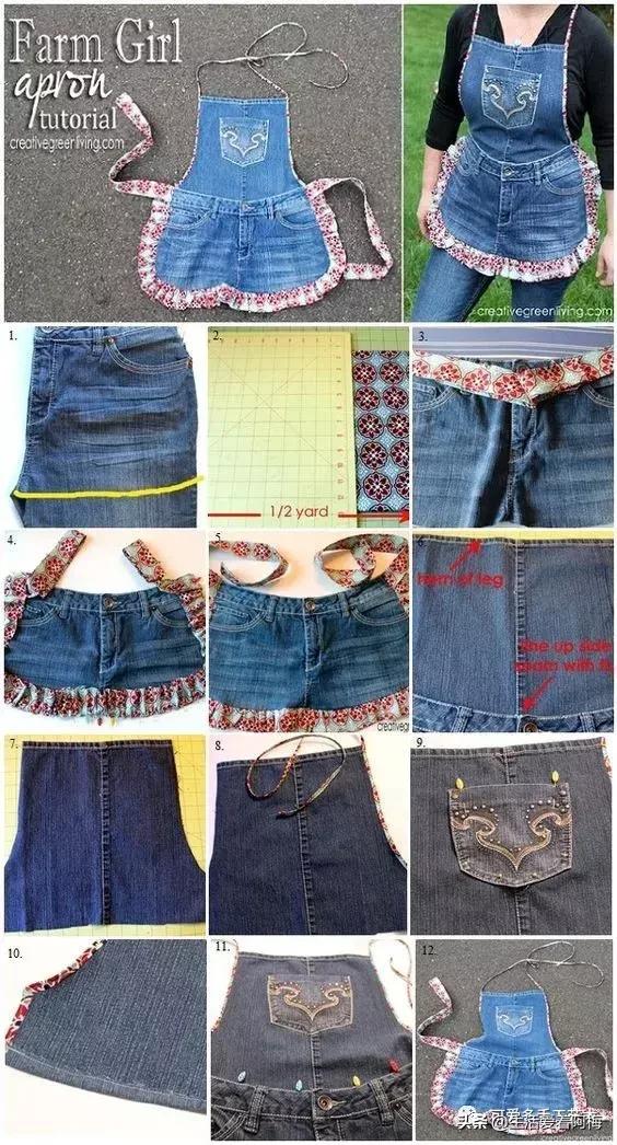 牛仔裤旧物改造手工制作小学生,废旧牛仔裤各种改造图解