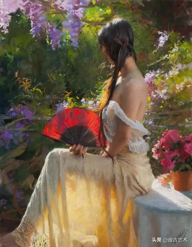 西班牙画家画美女的炉火纯青技法——盘古艺术油画